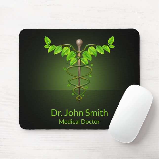 Mousepad Caduco Médico Holístico Alternativo Folha Verde (Com mouse)