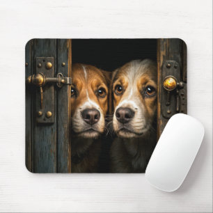 Mousepad Cães a espreitar pela porta