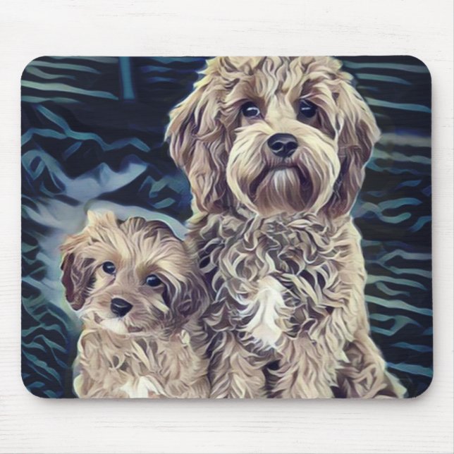 Mousepad Cães Cavapoo Bonito Adorável (Frente)