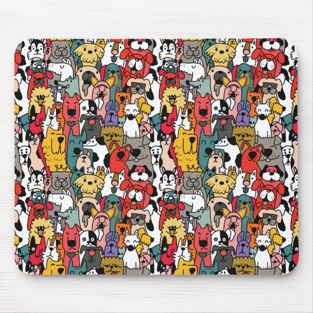 Mousepad Cães Coloridos Divertidos (Frente)
