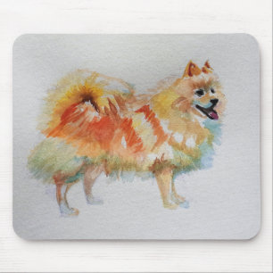 Mousepad Cães de Cães com Aquarela Alemã Spitz Pomerâni