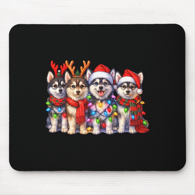 Mousepad Cães de Natal Fofo Msky Com Luzes Manga Longa  (Frente)