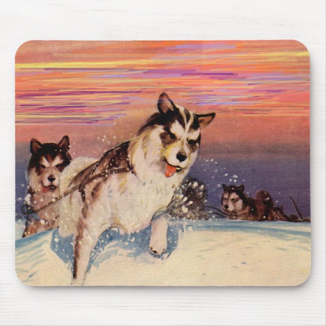 Mousepad Cães de trenó siberianos da década de 1940 a fazer (Frente)
