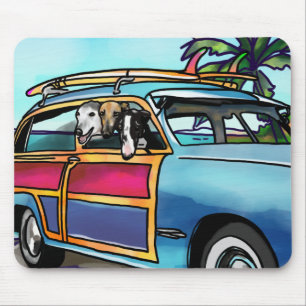 Mousepad Cães do surf do galgo em Havaí