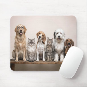 Mousepad Cães e Gatos com Óculos Excêntricos