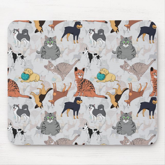 Mousepad Cães E Gatos, Design (Frente)