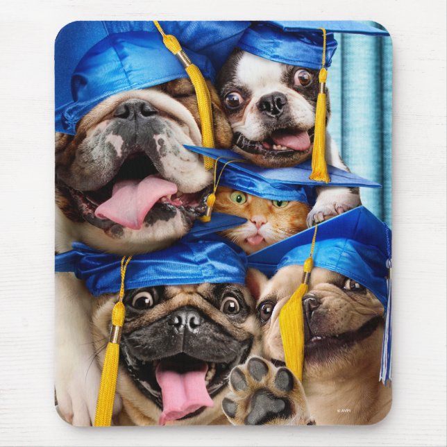 Mousepad Cães e Gatos Formandos em Cabine de Fotos (Frente)