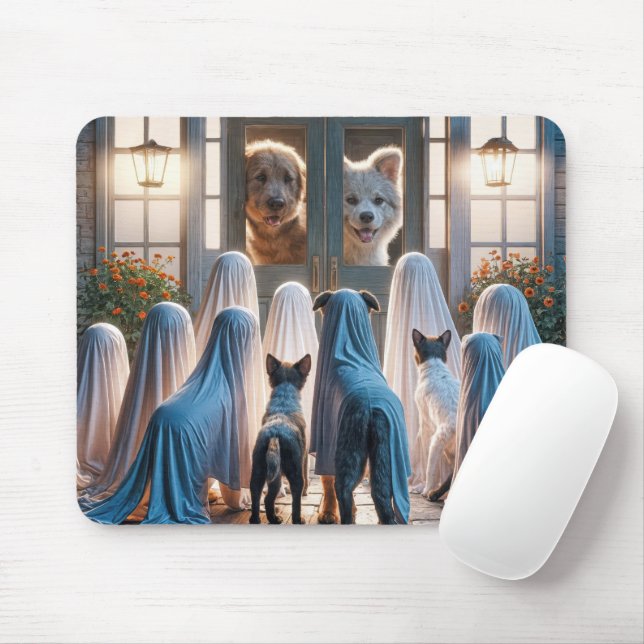 Mousepad Cães Fantasmas de Halloween  (Com mouse)