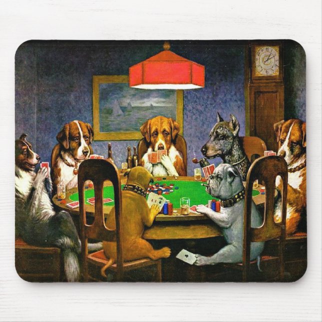 Mousepad Cães Jogando Poker, C.M. Coolidge, (Frente)