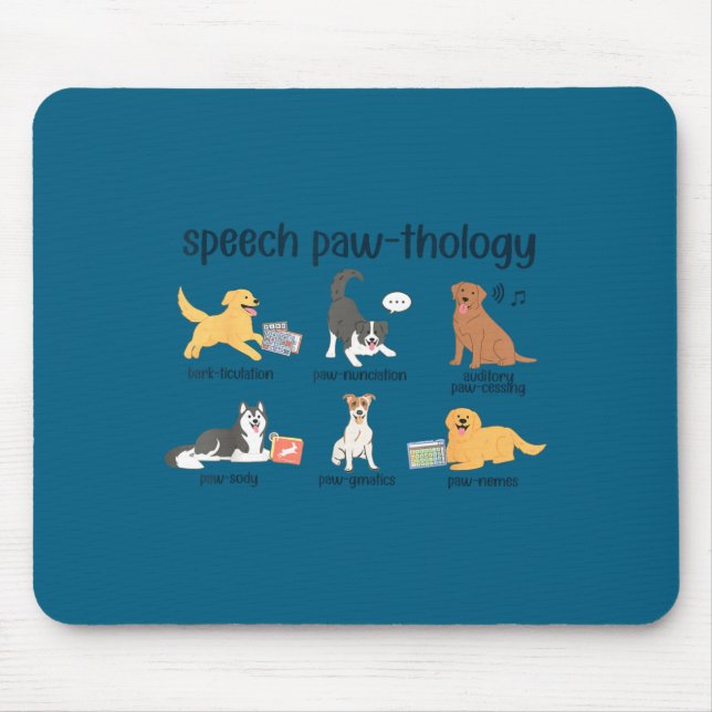Mousepad Cães retrô patologista da linguagem da fala slp fa (Frente)