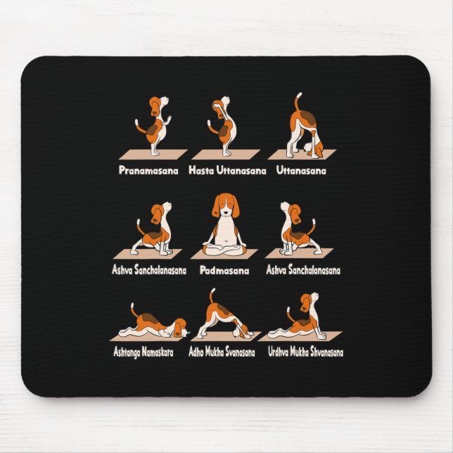 Mousepad Cães Yoga - Exercícios Poses Lance Meditativo Dive (Frente)