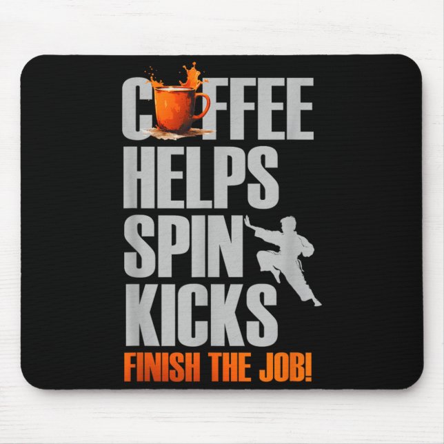 Mousepad Café Ajuda Chutes Giratórios a Concluir o Trabalho (Frente)
