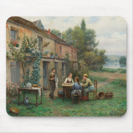 Mousepad Café bebendo no Jardim (Paisagem Francesa)