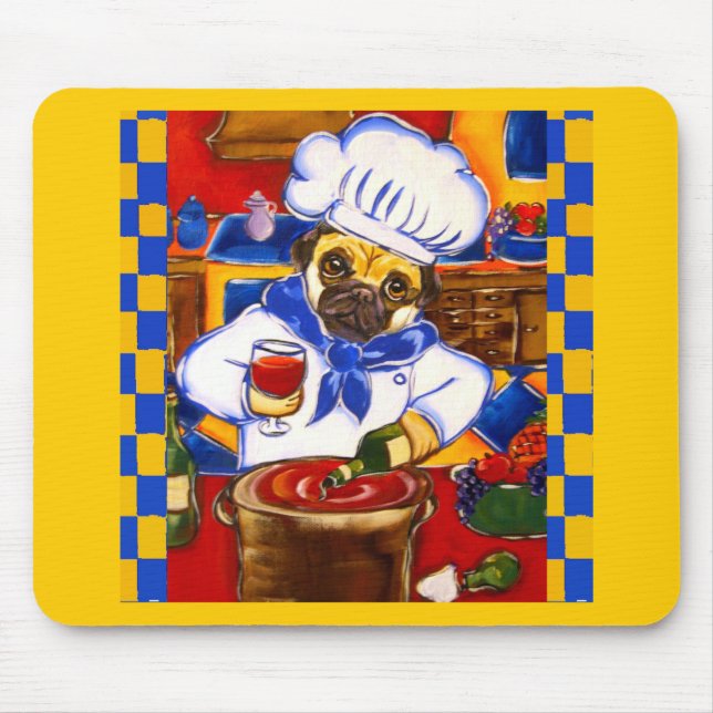 Mousepad Café Bonito Pug Chef (Frente)