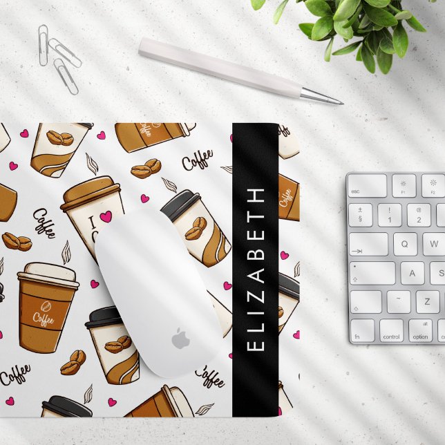 Mousepad Café, Café Feijão, Café, Café Lover, Seu Nome (Criador carregado)