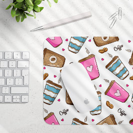 Mousepad Café, Café Feijão, Corações, Café Lover