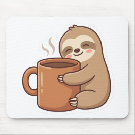 Mousepad Café com Adesivo de Preguiça Fofa