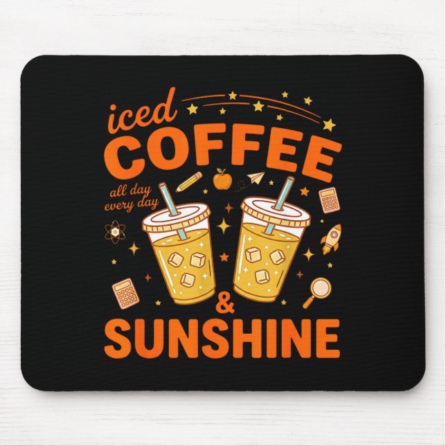 Mousepad Café com gelo sol humor positivo bebida de verão (Frente)