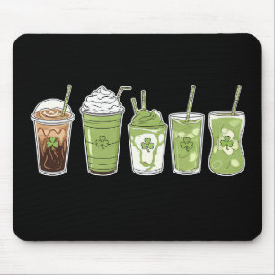 Mousepad Café com Leite Verde Fofo Irlandês Dia de São Patr