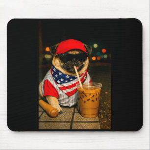 Mousepad Café com leite vida noturna pug cachorro menino me