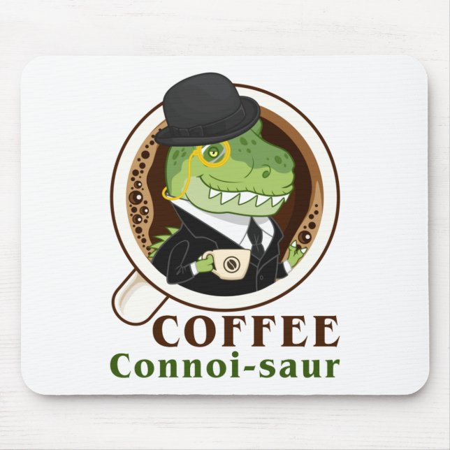 Mousepad Café Dinossauro Connoi Saur Engraçado Bebê-Café (Frente)