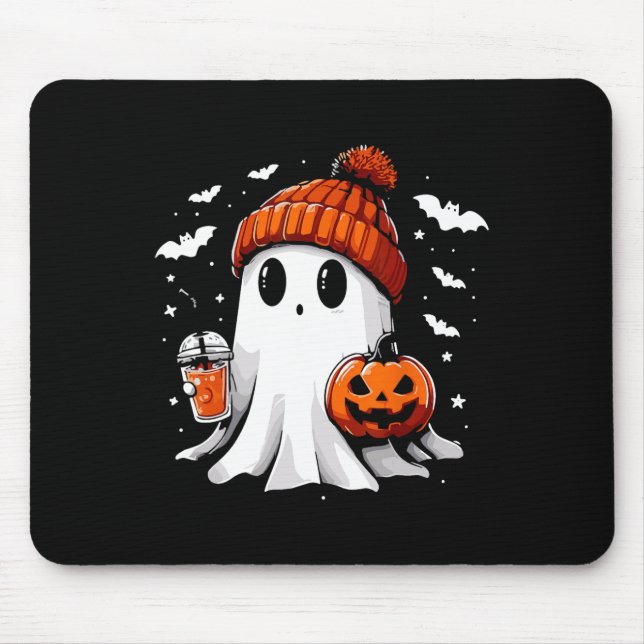 Mousepad Café Ghost Ghost Bebendo Bonito Café Halloween Caf (Frente)