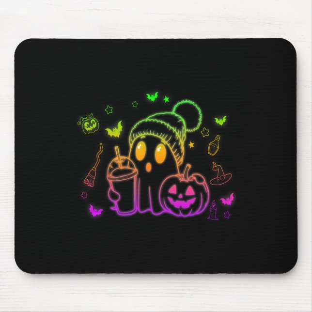 Mousepad Café Ghost Ghost Bebendo Bonito Café Halloween Caf (Frente)