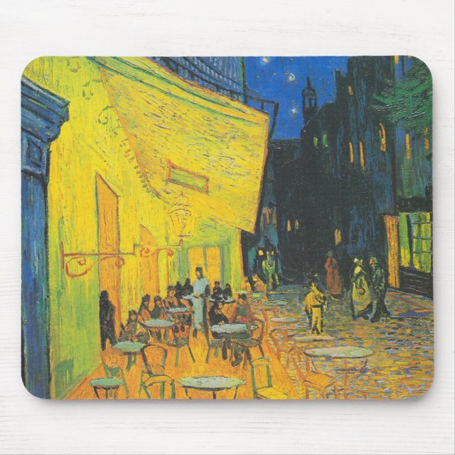 Mousepad Café Terrace Cena de Rua Francesa de Van Gogh (Frente)