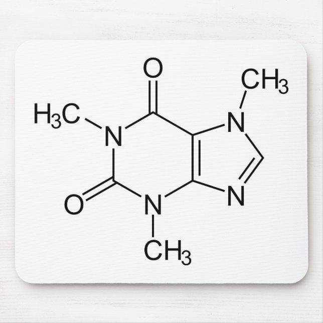 Mousepad Caffeine Molecule Chemistry Átomos de café (Frente)
