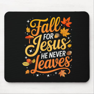 Mousepad Cair por Jesus Ele Nunca Sai Folhas Outono Chris