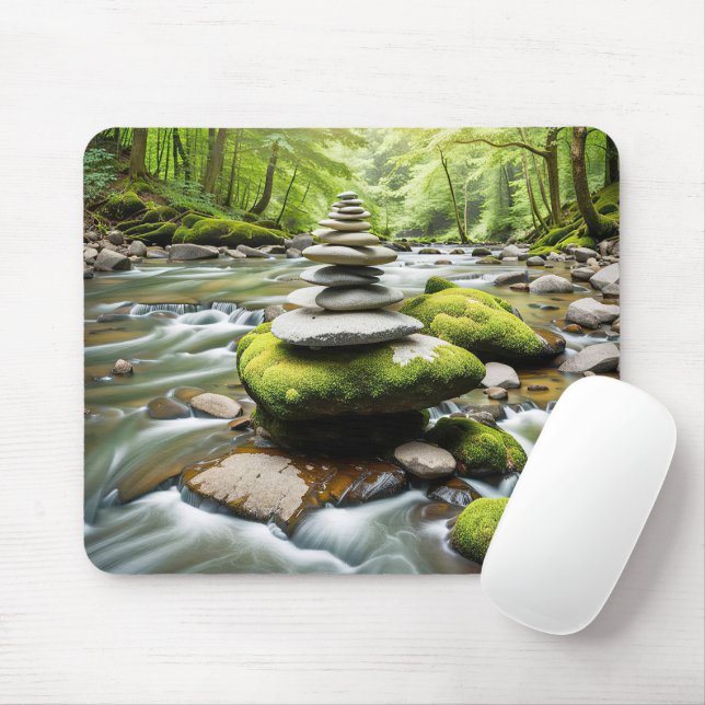 Mousepad Cairn Pedra em um rio (Com mouse)