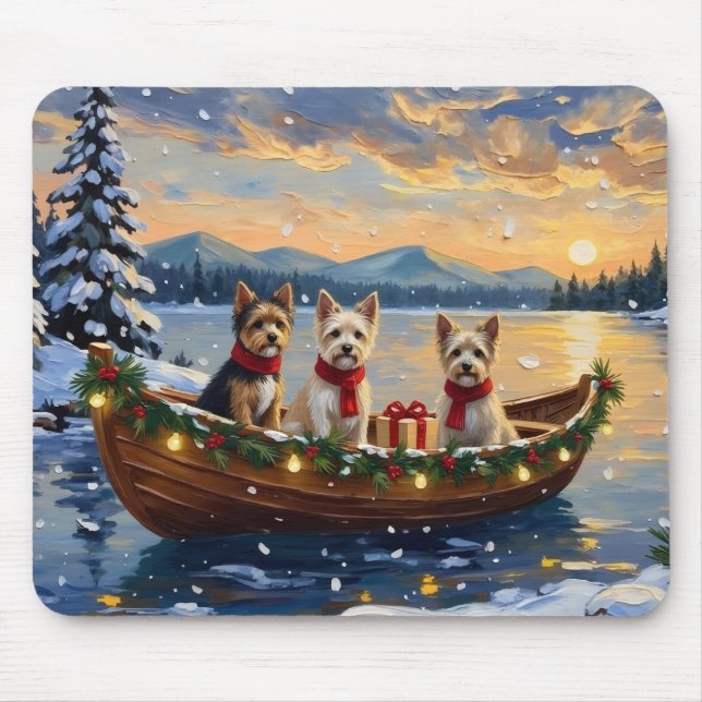 Mousepad Cairn Terrier Christmas Boat Holiday (Frente)