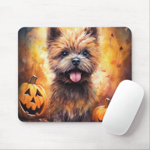 Mousepad Cairn Terrier de Halloween com Abóboras Assustador