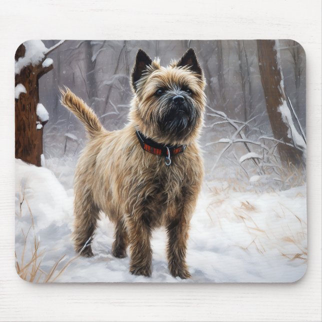 Mousepad Cairn Terrier Deixe Nevar Natal (Frente)