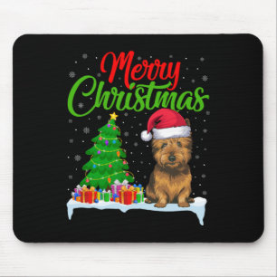 Mousepad Cairn Terrier Dog Árvore de Natal Luz Engraçada Xm