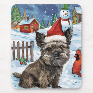 Mousepad Cairn Terrier Dog Winter Wonderland Natal Joy