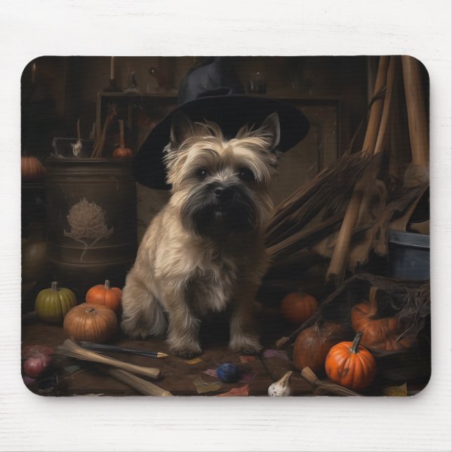 Mousepad Cairn Terrier Pumpkins Halloween Scary (Frente)