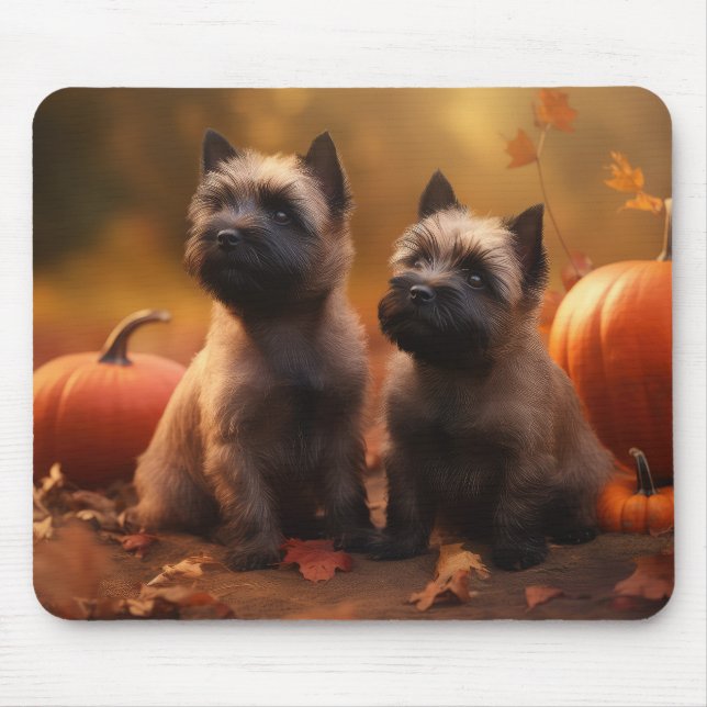 Mousepad Cairn Terrier Puppy Autumn Delight Pumpkin (Frente)