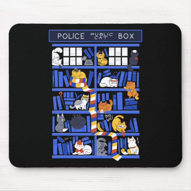 Mousepad Caixa de Gato Pública da Polícia Gatinho Engraçado (Frente)