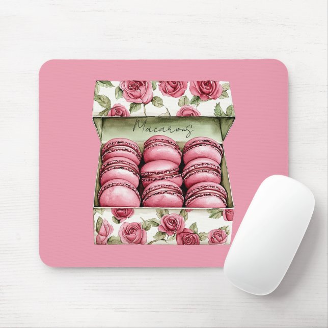 Mousepad Caixa de Macarons Rosas Bonitas (Com mouse)