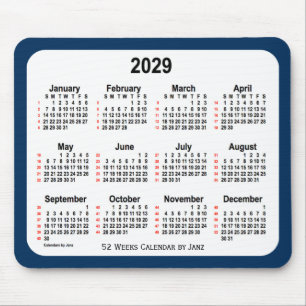 Mousepad Caixa de Polícia de 2029 Calendário Azul de 52 Sem