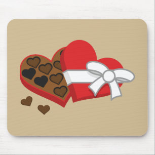 Mousepad Caixa de Presente de Chocolate Cardíaco - Dia de o