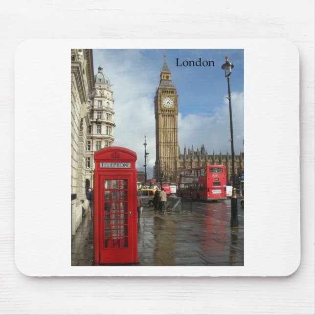 Mousepad Caixa do telefone de Londres & Big Ben (St.K) (Frente)