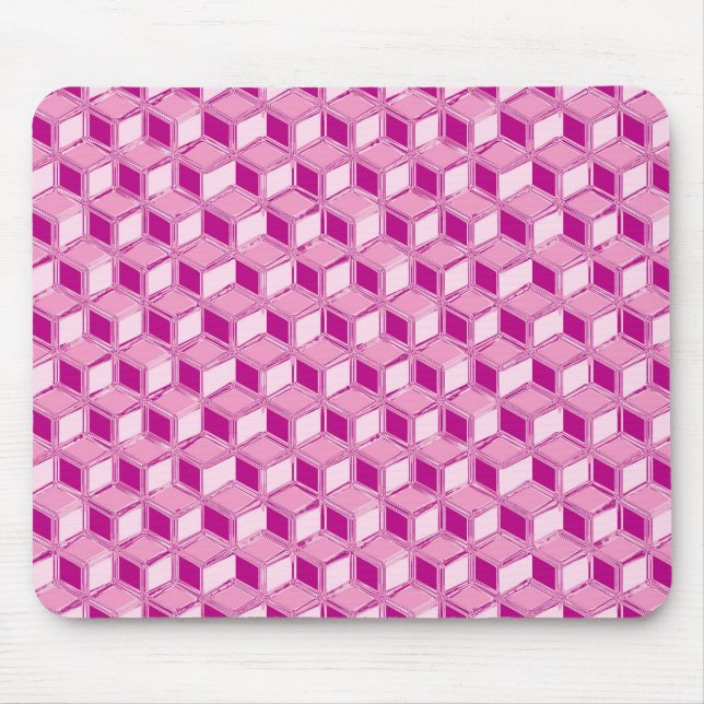 Mousepad Caixas 3D cromadas - rosa fúcsia (Frente)