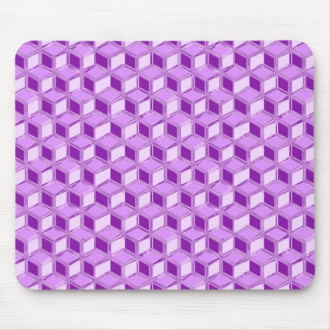 Mousepad Caixas 3D cromadas - roxo violeta (Frente)