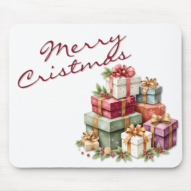 Mousepad Caixas de Presente de Natal Festivas Arte (Frente)