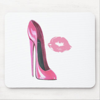 Mousepad Calçados cor-de-rosa do estilete e lábios