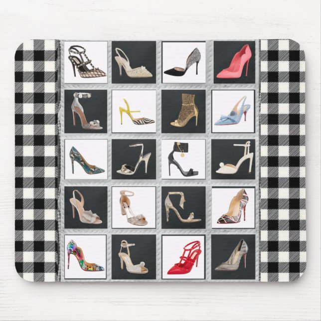 Mousepad Calçados de alto salto Colagem Stiletto Quilt Pret (Frente)
