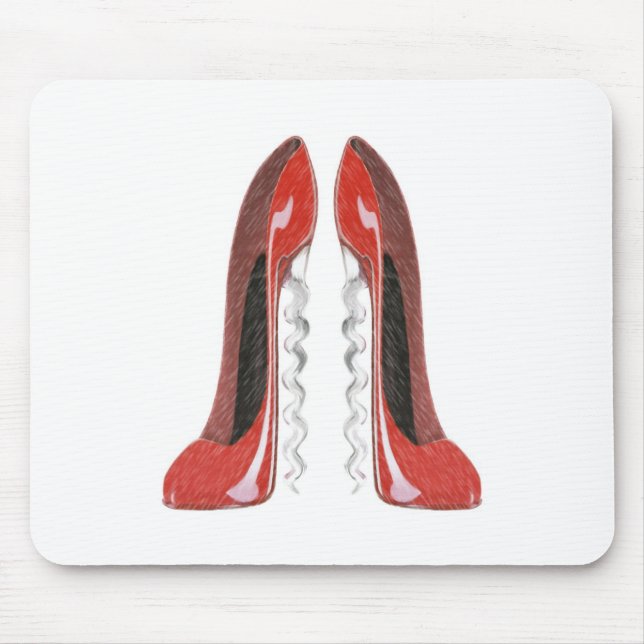 Mousepad Calçados vermelhos do estilete do Corkscrew (Frente)