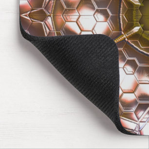 Mousepad Caleidoscópio castanho preta de hexágonos sobrepos